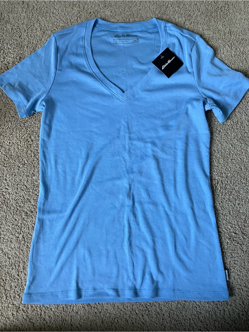 Eddie Bauer Light Blue V-Neck Short Sleeve Tee